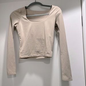 PacSun tan long sleeve cropped stretchy shirt, size XS new with tags